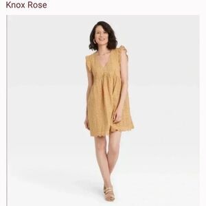 Knox Rose Mustard Yellow Eyelet Babydoll Dress